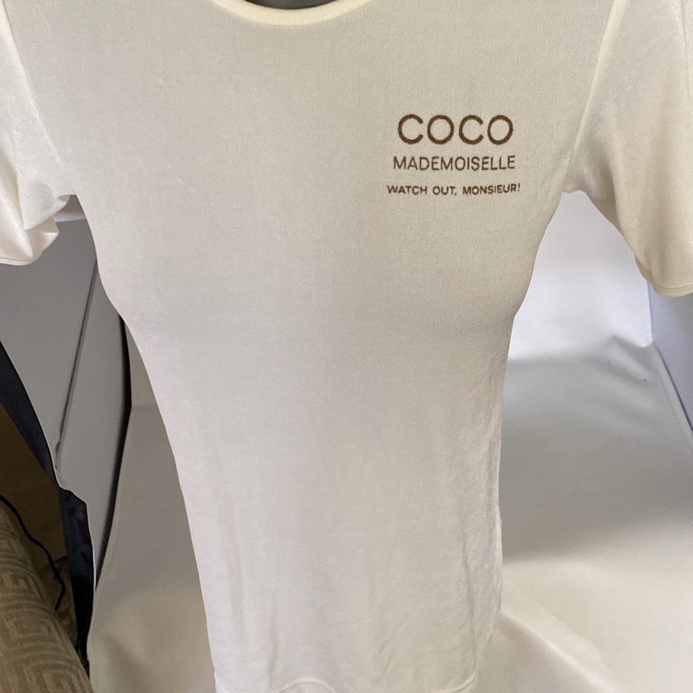 Chanel Coco Employee Sheer Shirt Top short sleeve size large - Picture 8 of 15